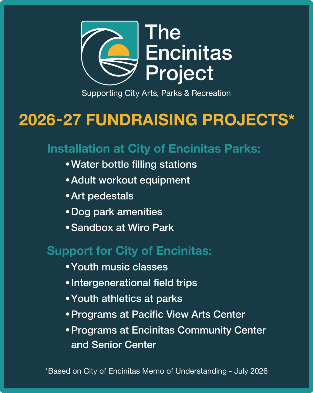 2026-27 The Encinitas Project Fundraising Projects